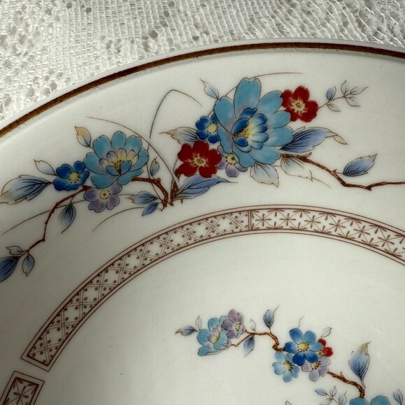 NORITAKE Bleu Fleur Fruit/Dessert Bowl - Set of 2, Versatone, Rust &Blue Flowers - Picture 6 of 8